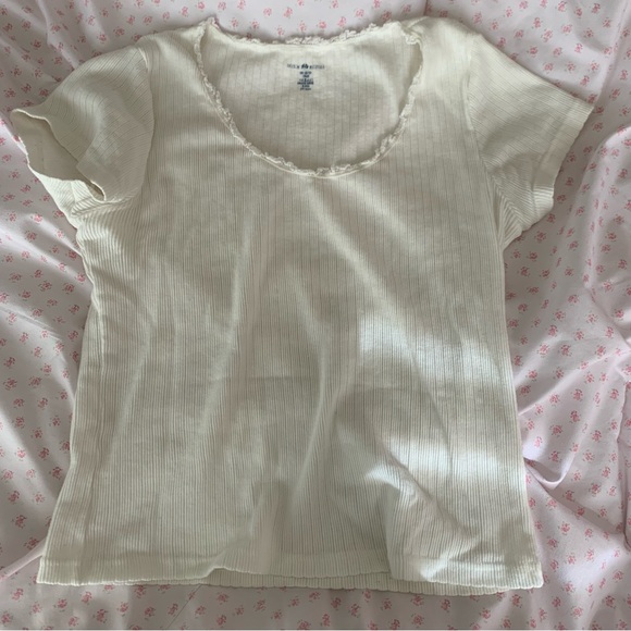 Brandy Melville Tops - brandy melville white ribbed lace mckenna top 💝💝